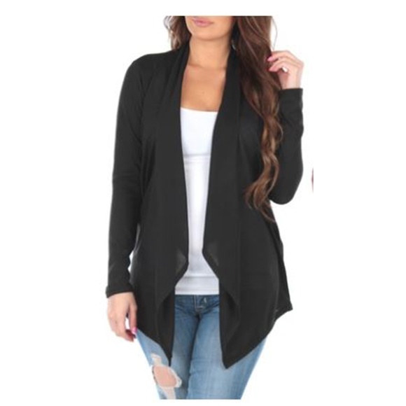Hacci Sweaters - Duck Women's Draped Hacci Cardigans - Black-2XL